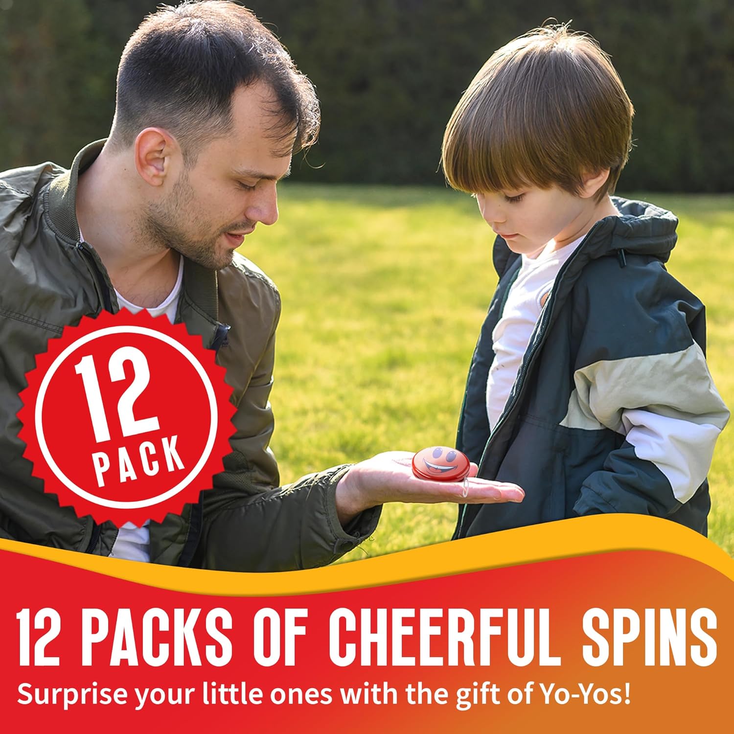 Yo-Yos for Kids with Smiley Faces - 12 Pack - 2-Inch Emoticon Metal Yoyos - Yoyo Bulk Party Favors and Yo Yos for Kids Beginners - Assorted Colors