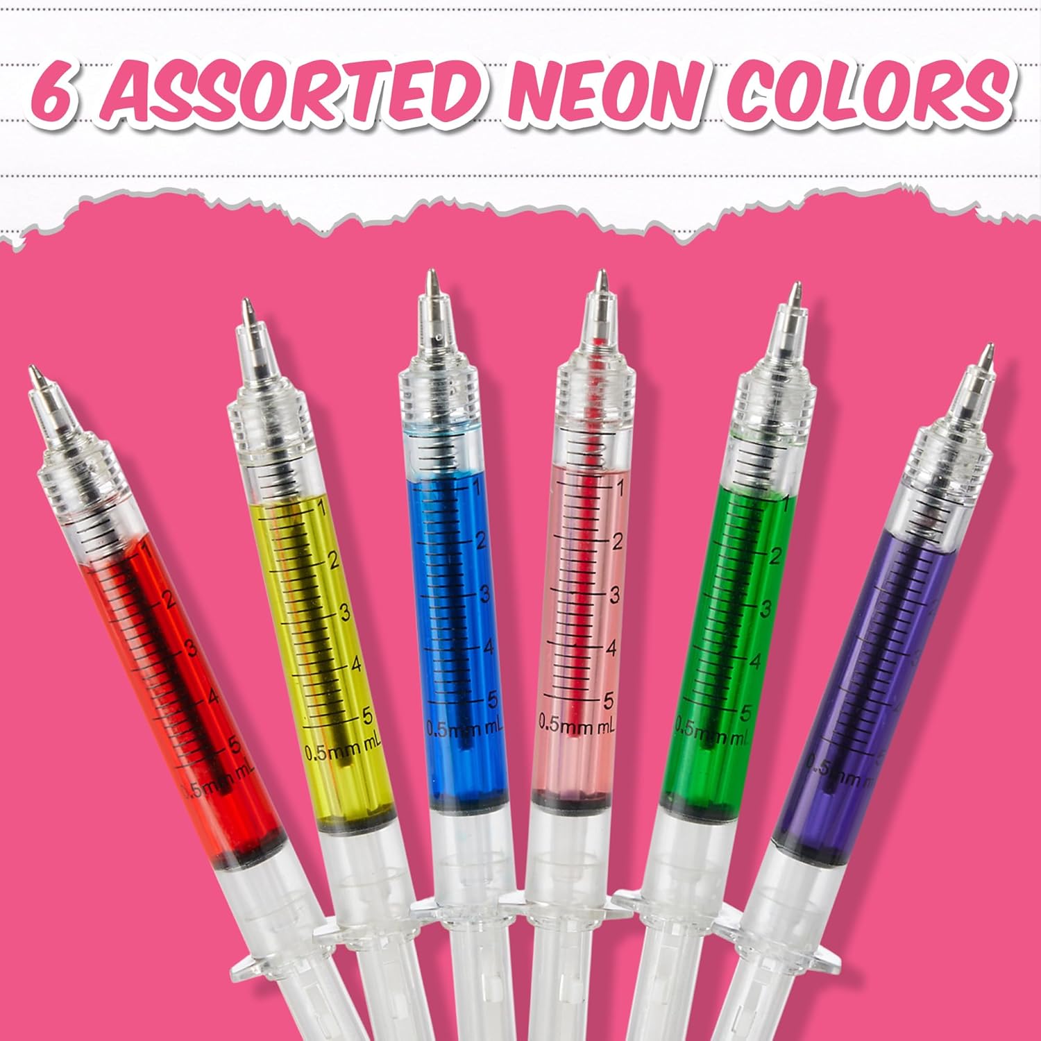 Syringe Pens Multi-Color – 24 Pack Novelty Pens for Nurses & Party Favors