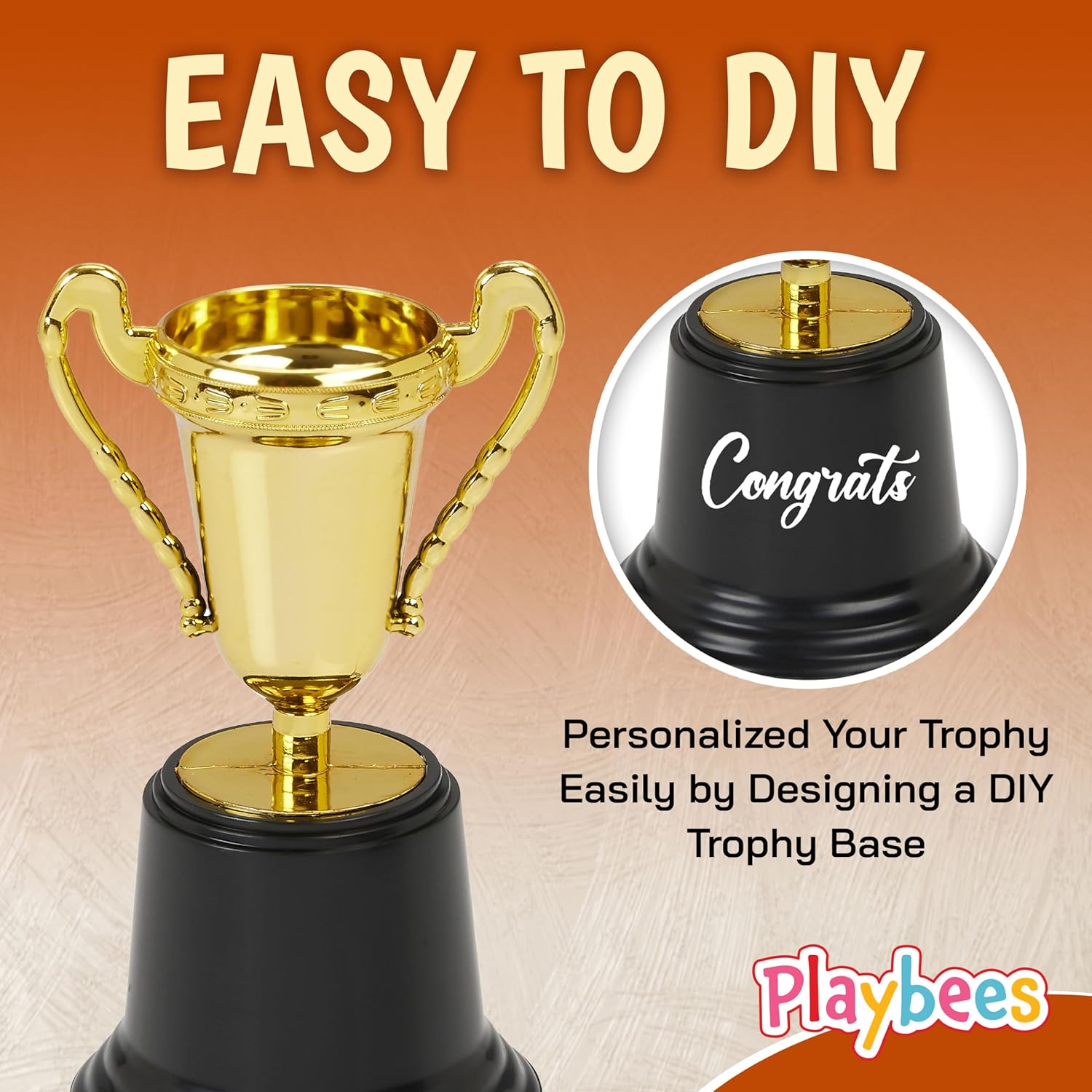 Plastic Mini Trophies - 12PK - 5 Inch - Gold Cups Participation Award, Sports Galore, Winning Prizes Props, Victory Vibes, Champion, Sports