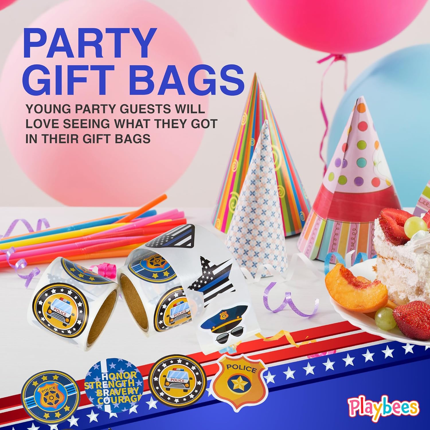 Police Stickers for Kids - 200 Pack of Law Enforcement Themed Designs