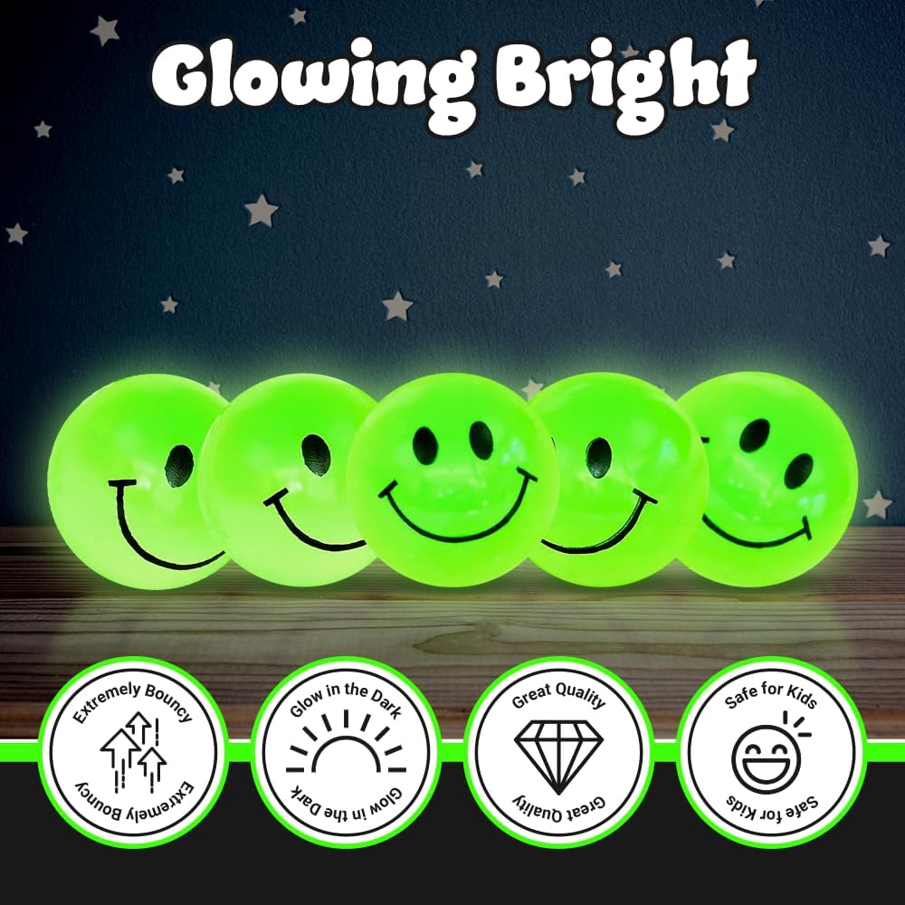 Playbees Glow in The Dark Bouncy Balls Bulk for Kids Super Bouncy Small Balls 1 inch for Kids Vending Machines Goodie Bag Stuffers for Boys and Girls