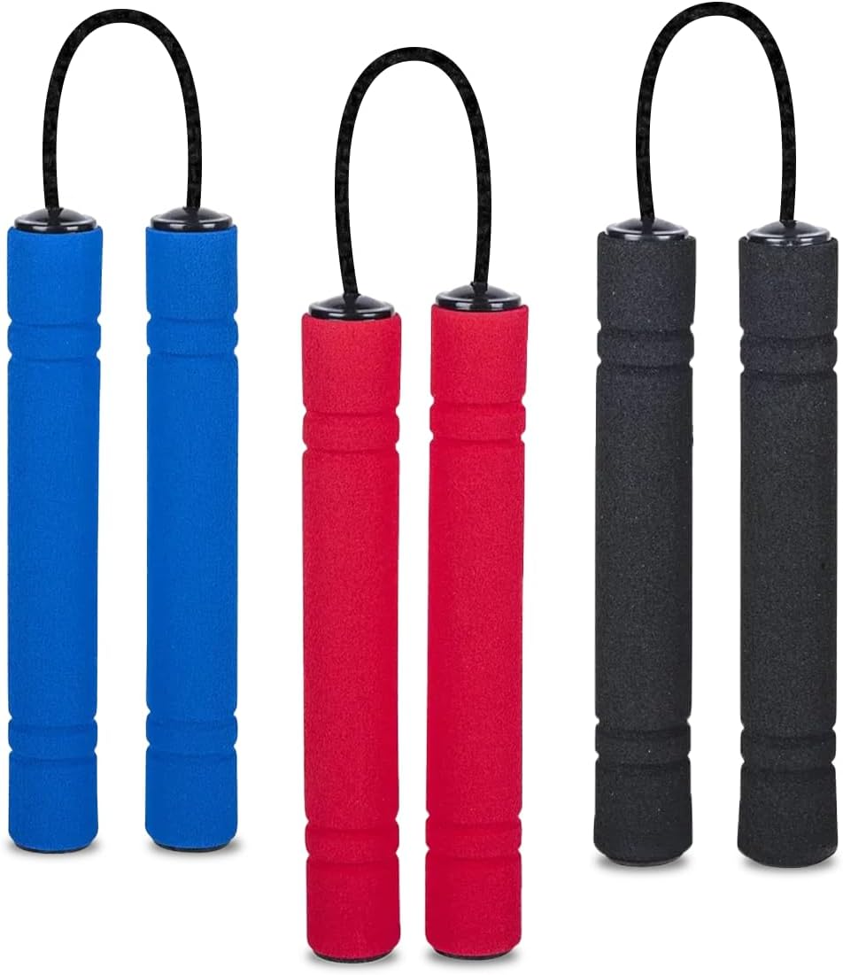 Playbees Foam Toy Nunchucks for Kids, 3 Pack, Red Blue Black Colors, Soft Training Martial Arts Equipment, Gift Toy for Children, Party Favors, Birthday Gift for Boys and Girls,