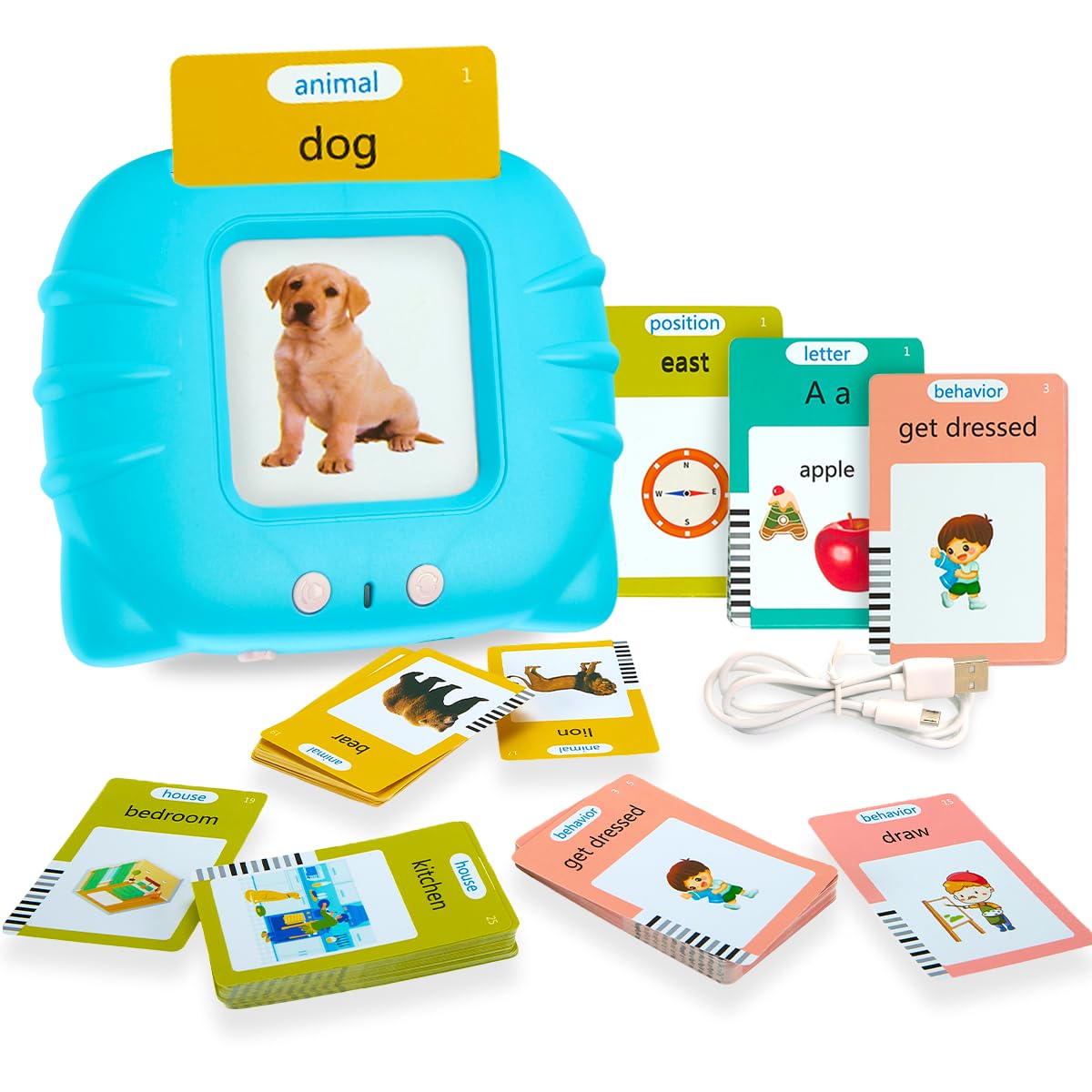 Playbees Talking Flash Cards for Toddlers 1-5, Montessori Audible Toy Set