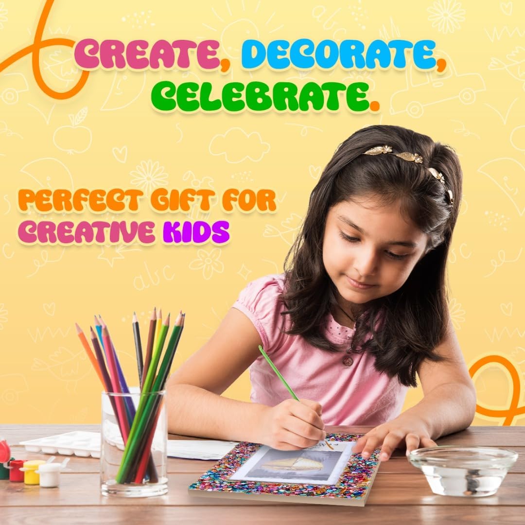 Playbees Kids Picture Frame Mosaic Craft Kit Craft DIY Arts & Crafts for Kids Frame Kit Great Birthday Gifts for 3 4 5 6 7 8 9 10 11 12 Year Old Holiday Christmas Gift for Girls