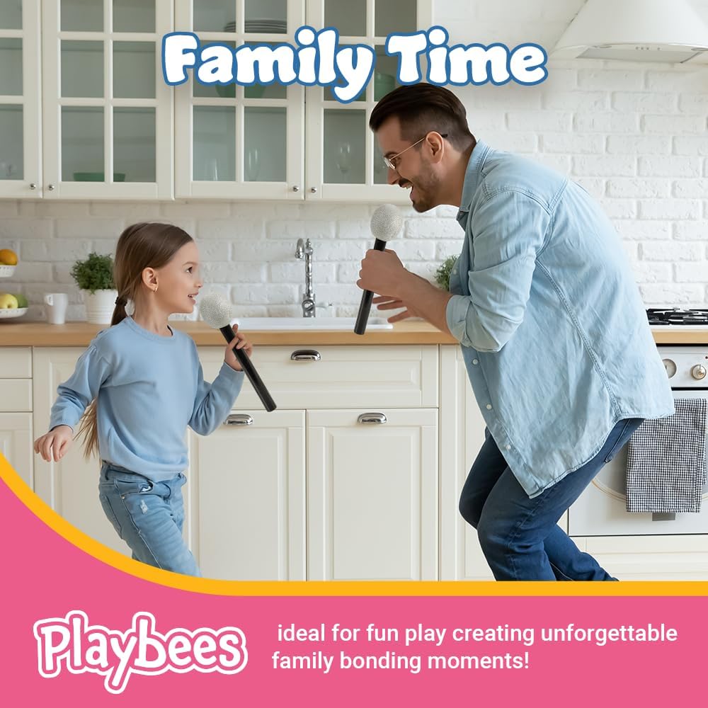 Playbees Wireless Fake Microphone 12 Pieces Plastic Microphone Prop Stage Glittered Microphone Prop for Kids Play Microphone for Fall Halloween Christmas Karaoke Costume Prop Kids Rock Star Toy