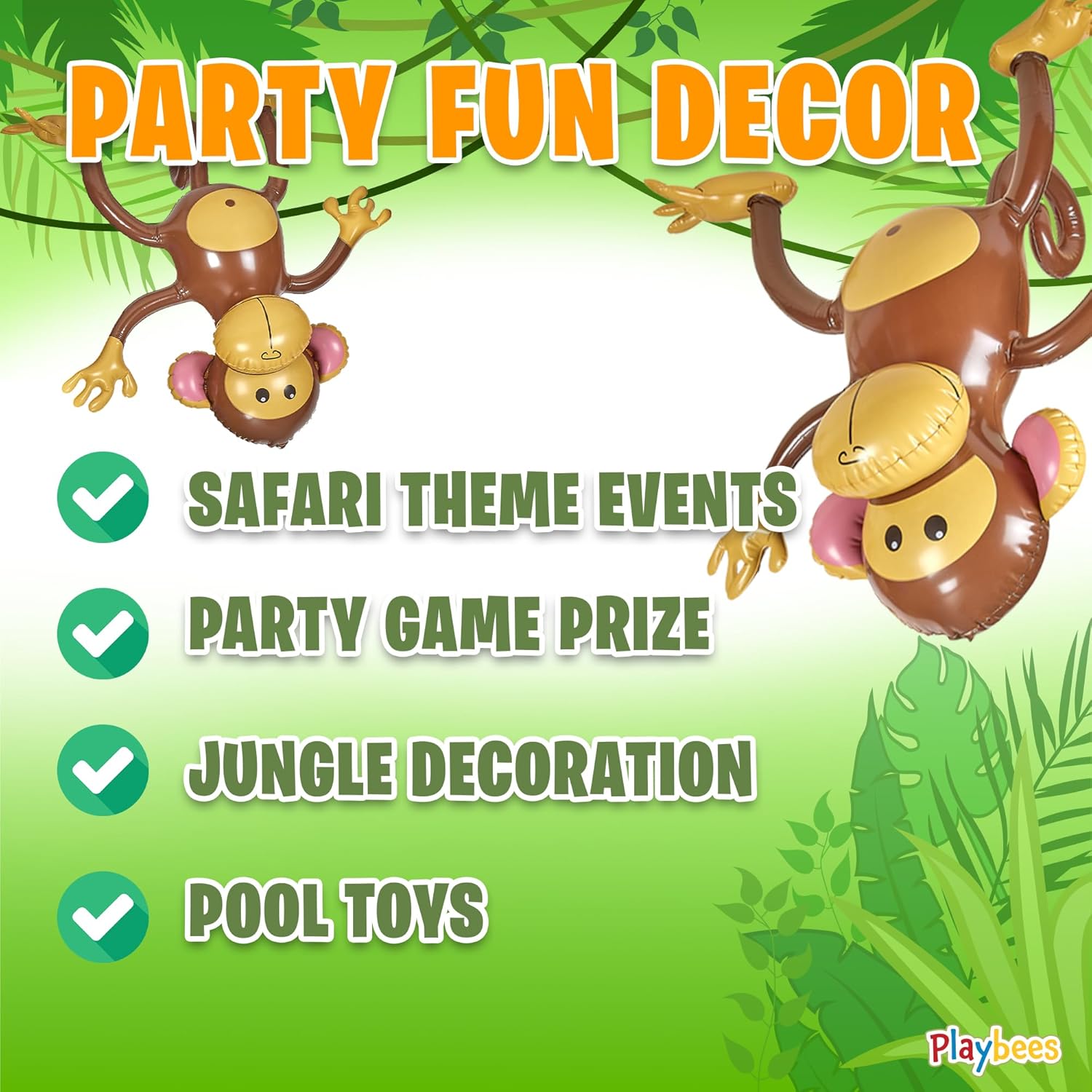 Large Inflatable Monkey 27" - 3 Pack