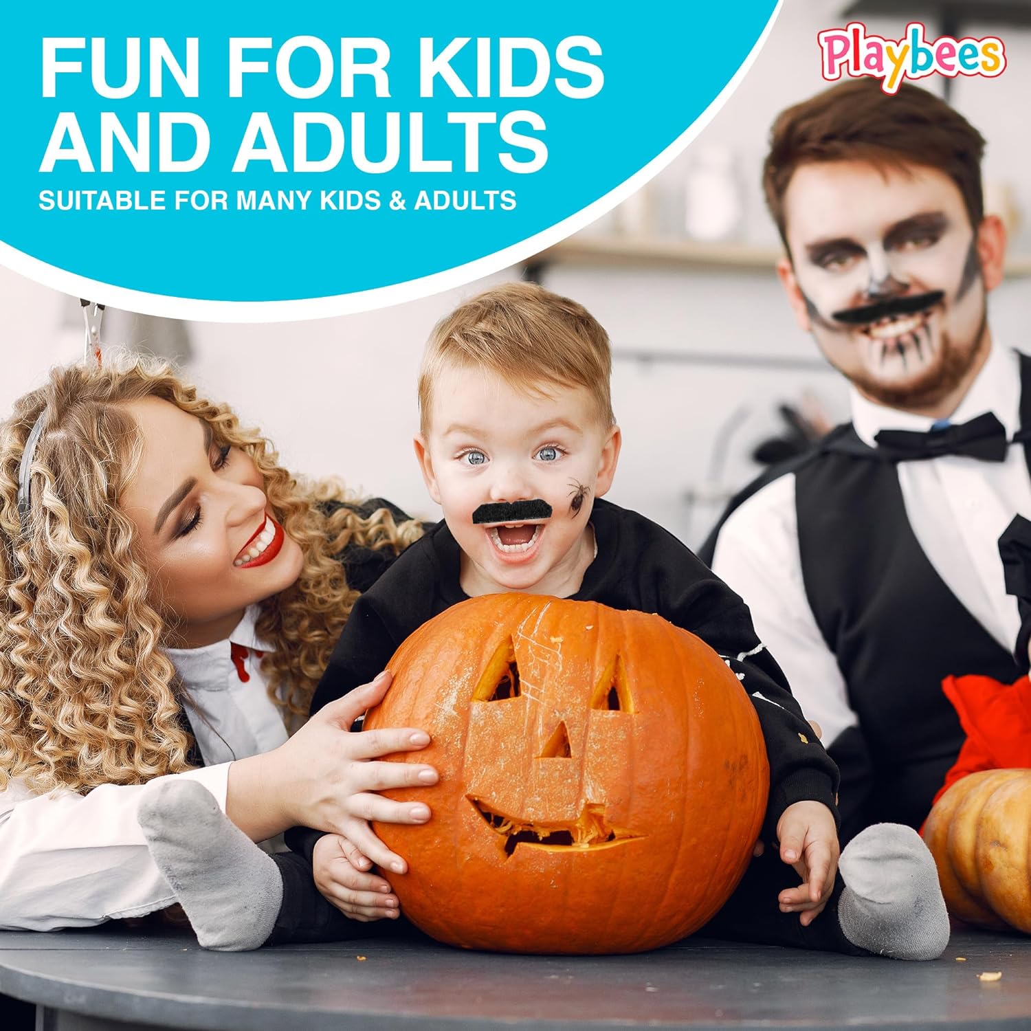 Fake Mustaches Adhesive - Set of 12 - Mustache Costume - Kids Mustache Stick On