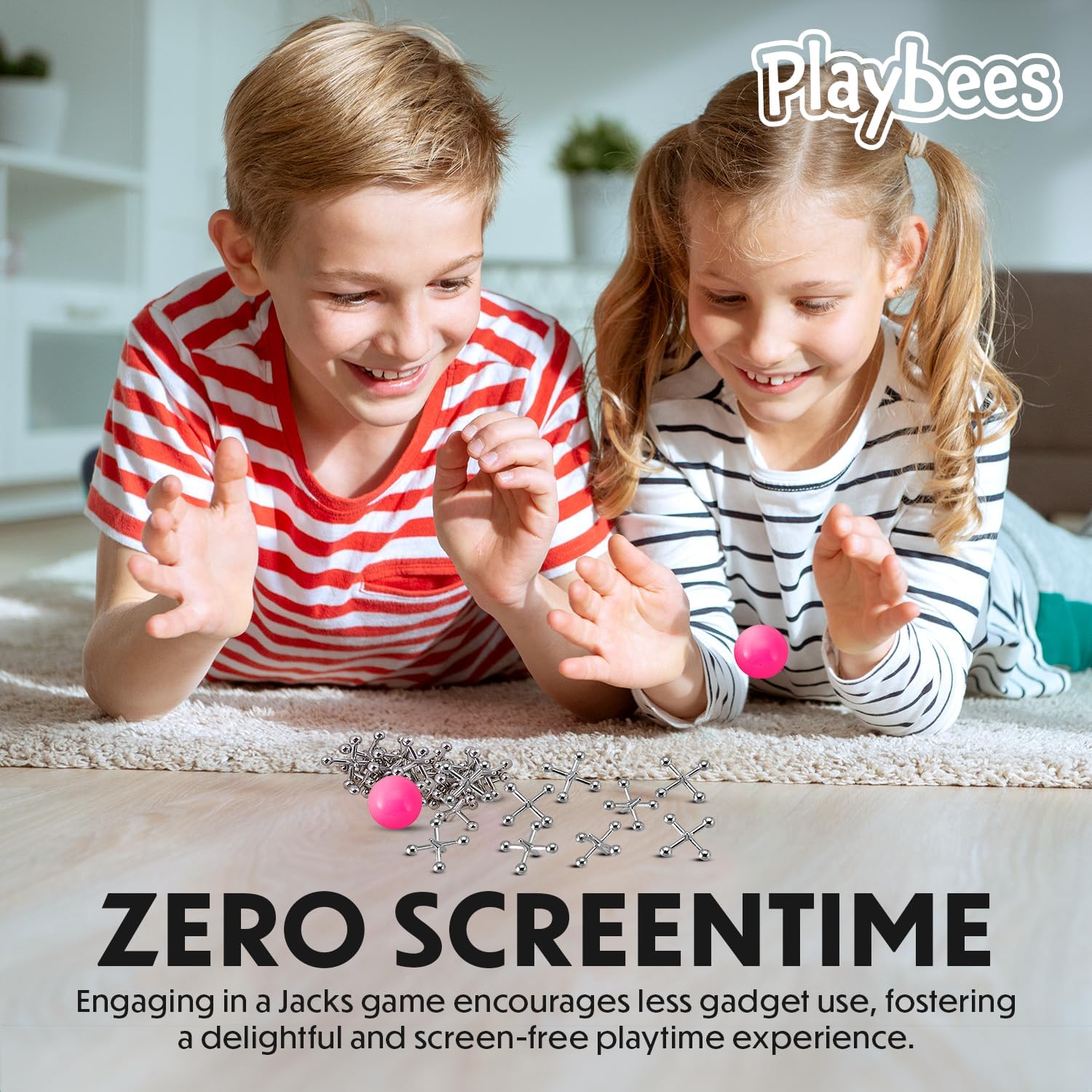 Metal Jacks Game Set - 12 Sets with Metallic Jacks and Bouncy Ball