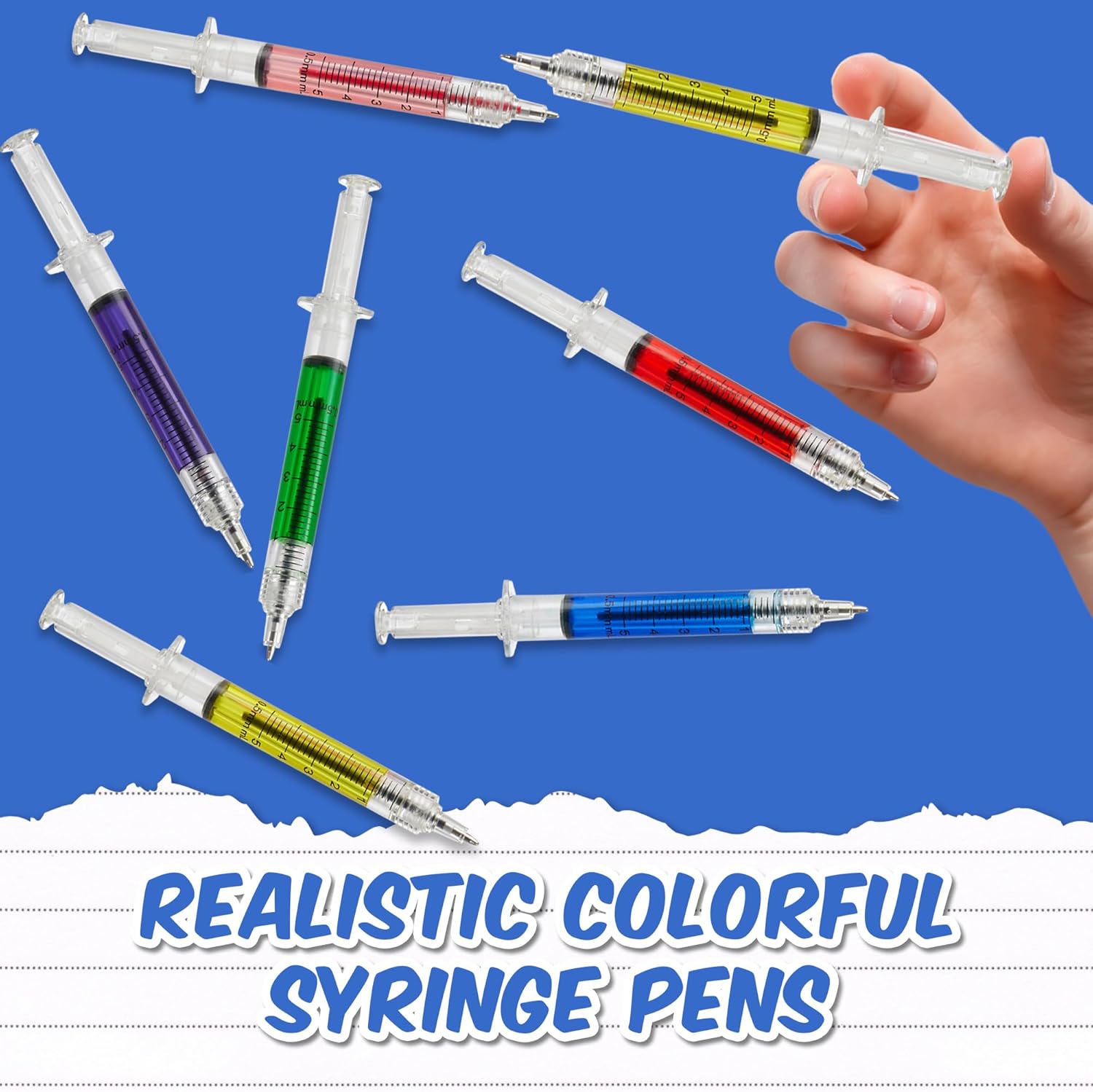 Syringe Pens Multi-Color – 24 Pack Novelty Pens for Nurses & Party Favors