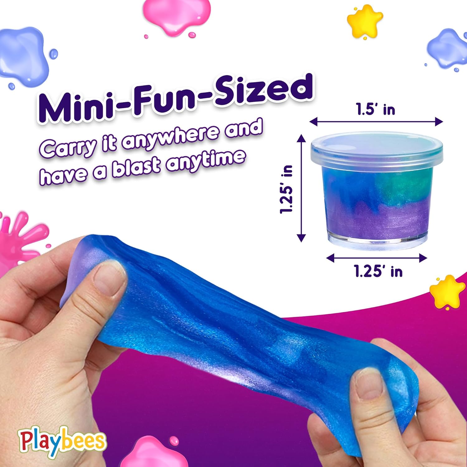 Mini Galaxy Slime - 24 Pack - Marbled Unicorn Slime Party Favors - Rainbow Colors, Ages 3+