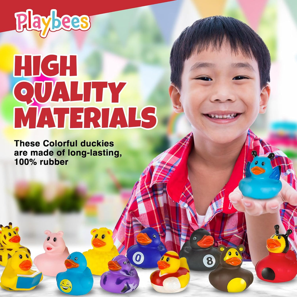 Assortment Rubber Duck Toy Duckies for Kids - 50 Pack - Perfect for Sensory Play, Stocking Stuffers, and More
