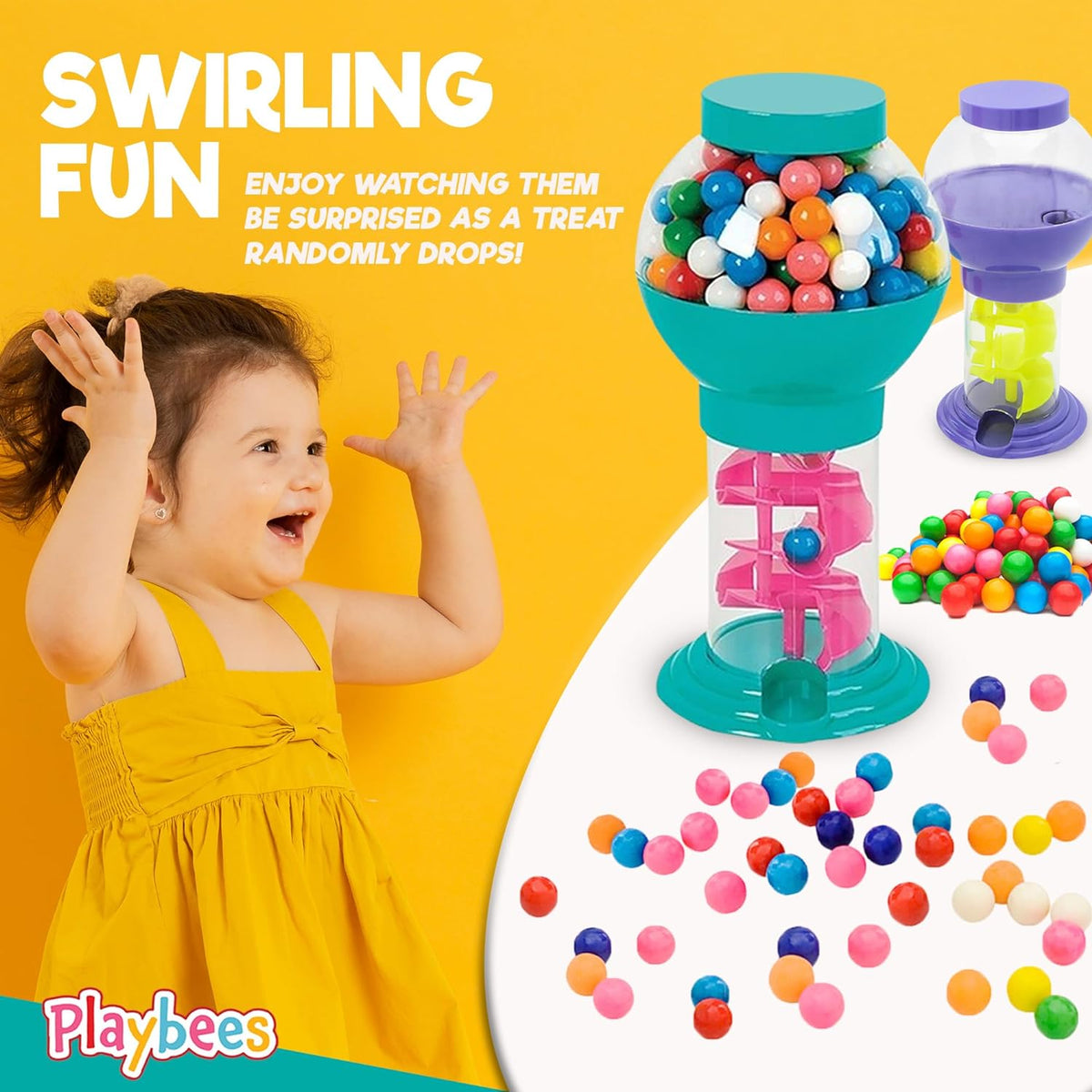 Twirling Gumball Machine - Gumballs Candy Dispenser for Kids - Birthday Party Decorations, Kids Parties
