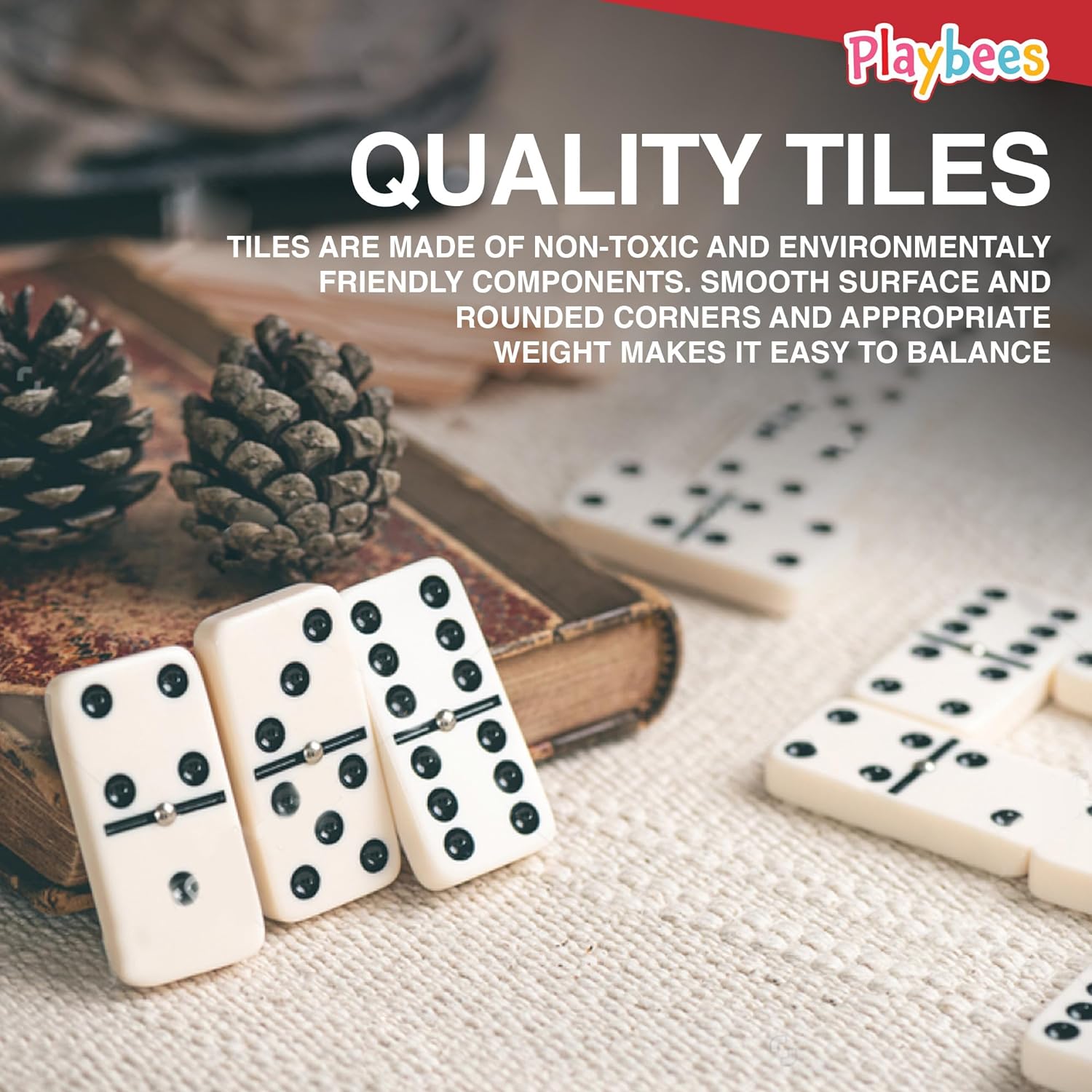 Premium Double Six Dominoes Set - 28 Classic Tiles in Faux Leather Case