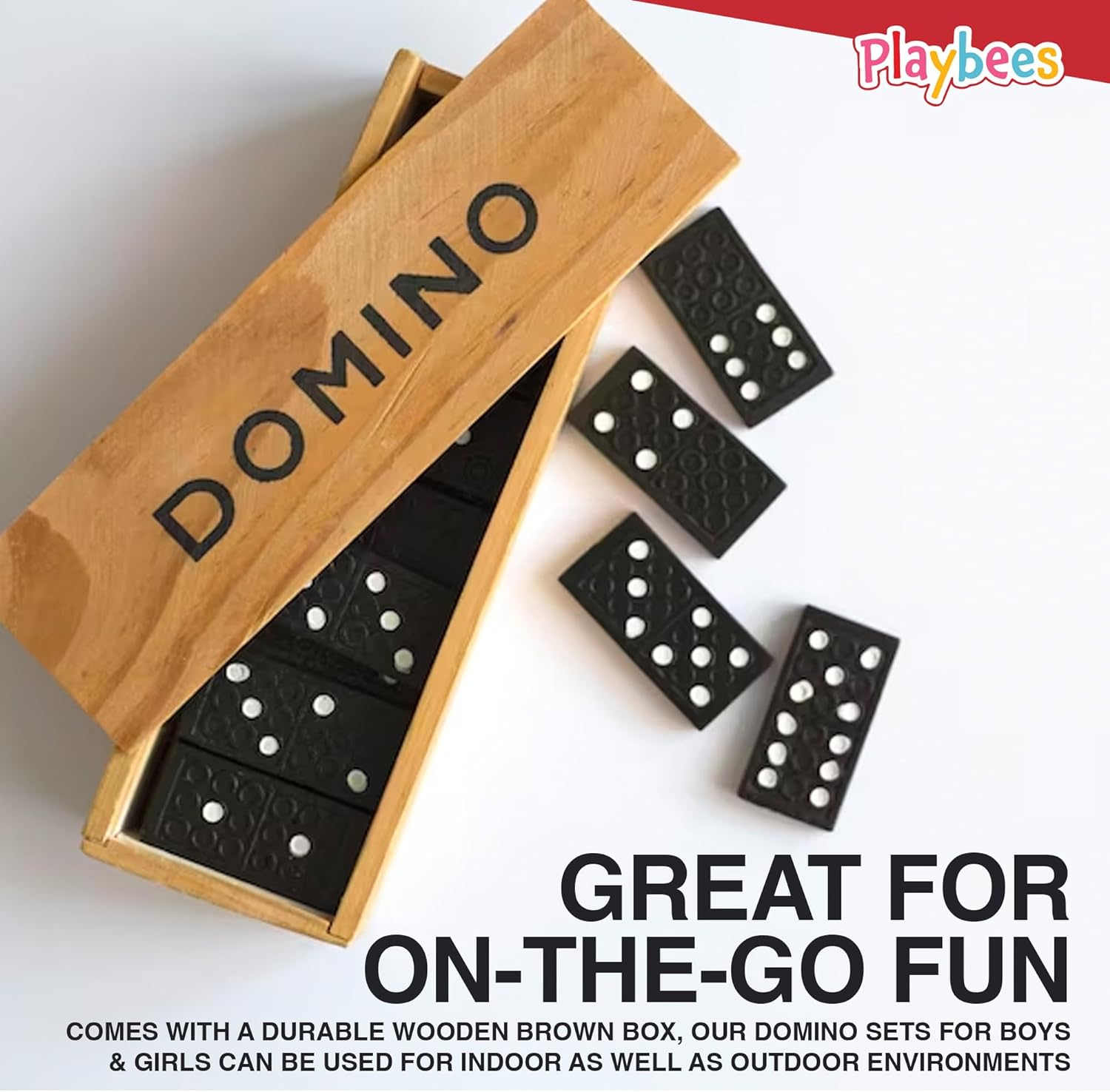 Mini Wooden Dominoes Set - 12 Pack - Classic Double Six Domino Game in a Wooden Case