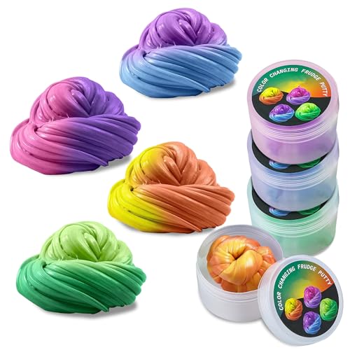 Color Changing Fudge Putty 4-Pack - Heat Sensitive Slime - 2 Oz per Container