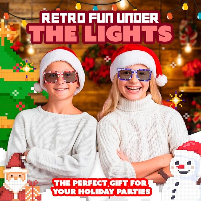 Playbees Colorful Pixel Sunglasses 12 Pack Pixelated Eyewear Anime Meme Thug Life Deal with it Retro Novelty Gamer Pixel Mosaic Sunglasses Unisex Sunglass Toy - Bachelor Party, Goody Fillers