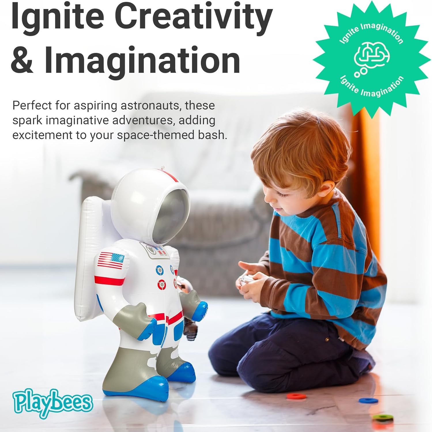 24 Inch Inflatable Astronaut Toy – Set of 2 Space Themed Party Decorations, Outer Space Birthday Supplies, Astronaut Pool Float, Galaxy Party Favor for Kids, Astronaut Decor and Photo Prop