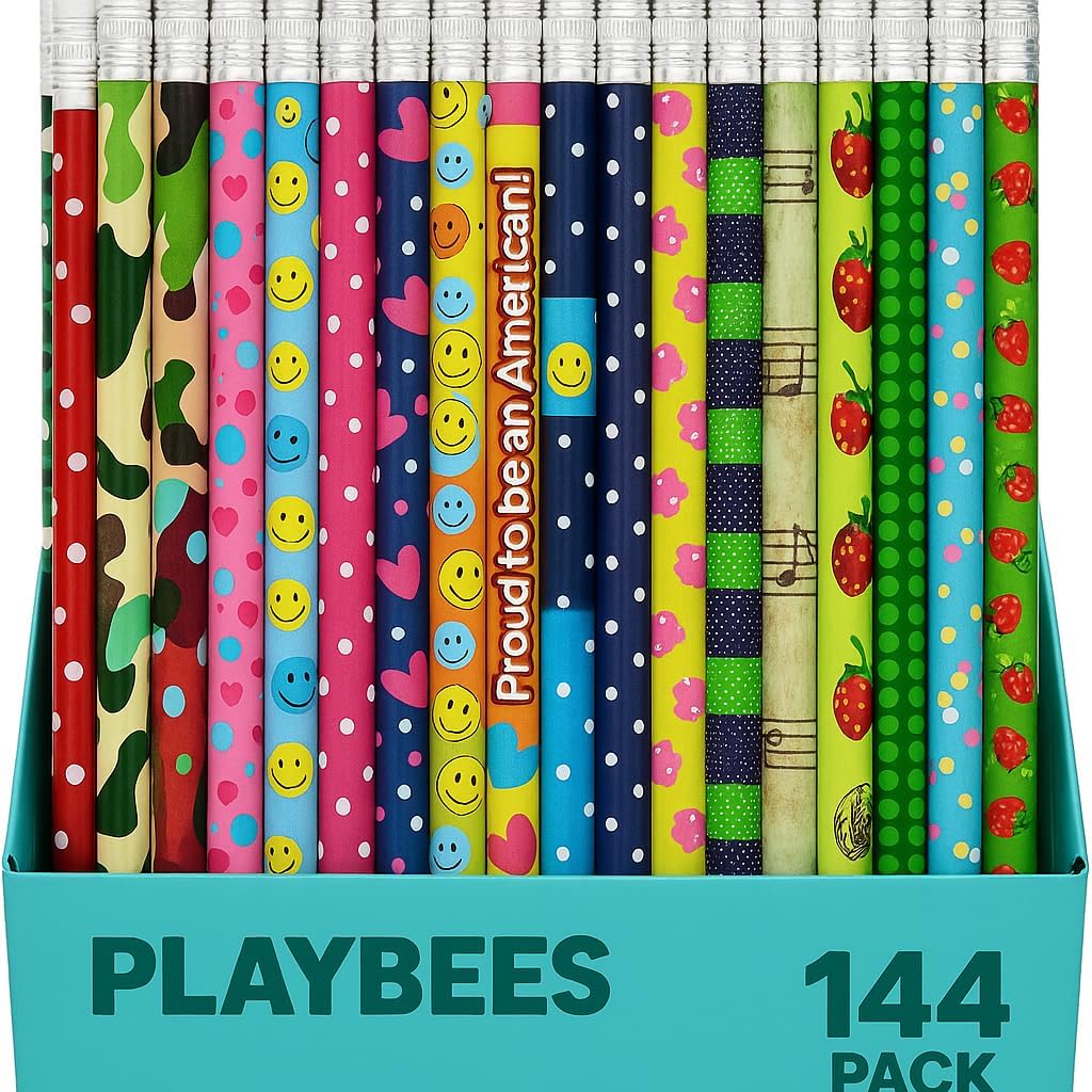 Playbees Premium HB #2 Pencils – Pre-Sharpened Wood Pencils for Writing, Drawing & School – Break-Resistant Graphite, Comfortable Grip – Bulk Pack for Office, Classroom & Home Use