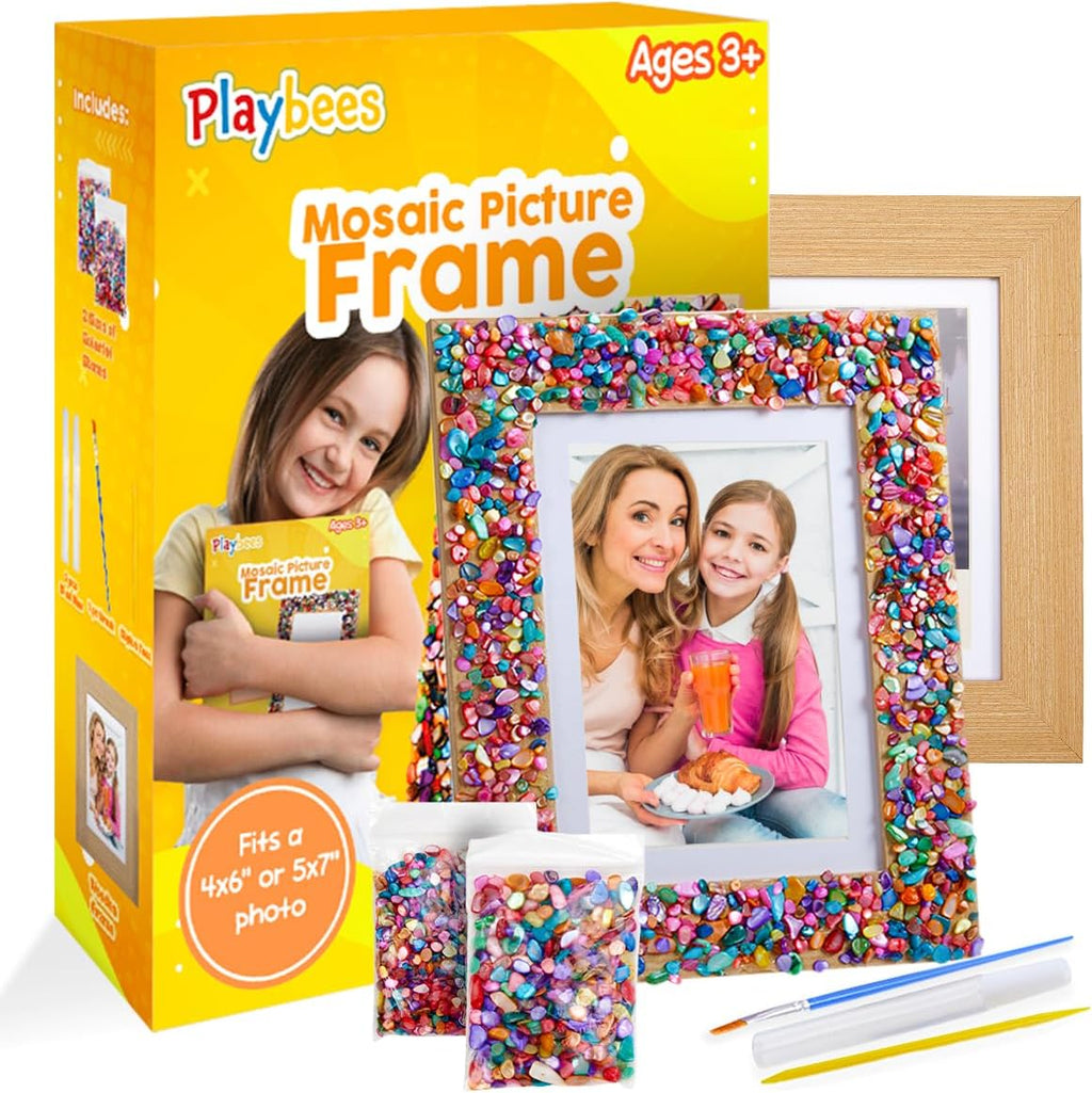 Playbees Kids Picture Frame Mosaic Craft Kit Craft DIY Arts & Crafts for Kids Frame Kit Great Birthday Gifts for 3 4 5 6 7 8 9 10 11 12 Year Old Holiday Christmas Gift for Girls