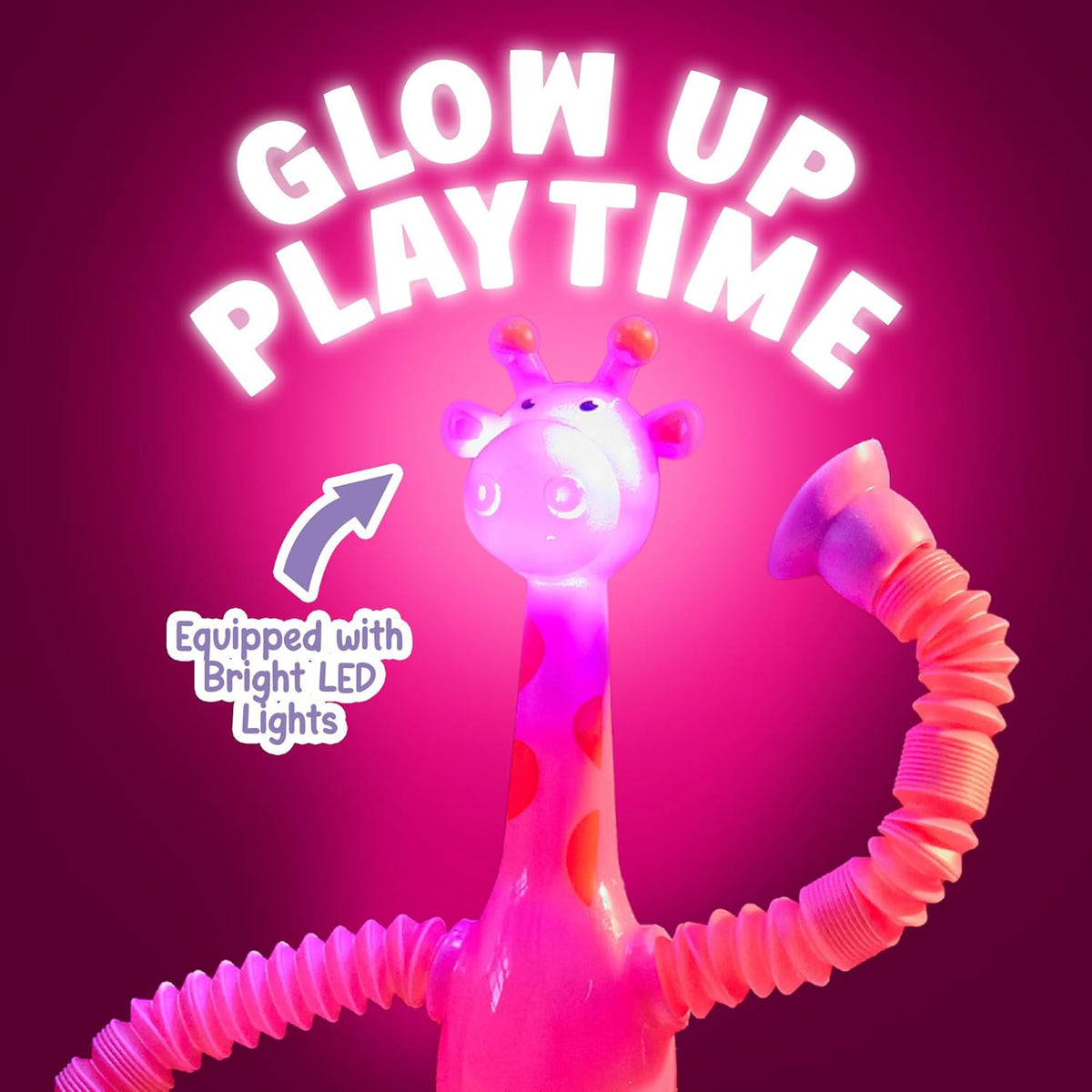 Playbees LED Telescopic Suction Cup Giraffe Toys 12PACK Shape Changing Educational Fidget Toys Child Fun Interaction Sensory Toys ADHD Autistic Stimulating Creative Learning - Anxiety Imaginative Play