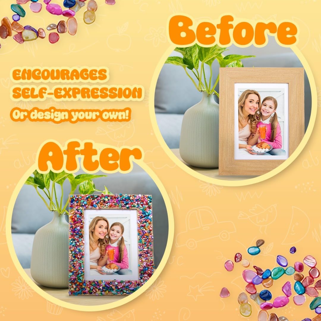 Playbees Kids Picture Frame Mosaic Craft Kit – 2 Pack DIY Arts & Crafts Frame Kit for Kids, Great Birthday Gift for Girls Ages 3-12, Fun Holiday or Christmas Gift Activity