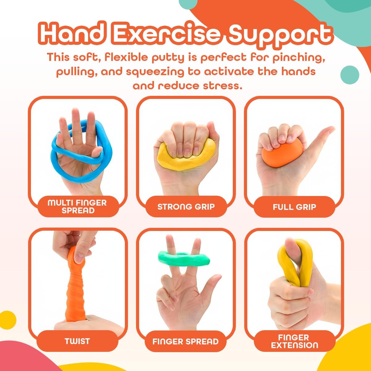 Playbees Therapy Putty for Hand Therapy – Sensory Exercise Putty for Kids & Adults, Therapeutic Hand Putty for Physical Therapy Supplies, Hand Therapy Putty - Extra Soft, Soft, Medium, Firm