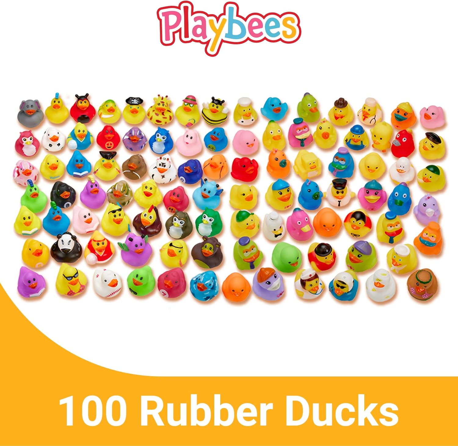 Playbees Rubber Ducks in Bulk 100 Pack Assortment Duckies Kids Baby Bath Shower Toys Jeep Ducking Floater Summer Beach Pool Activity Baby Showers Accessories Classroom Incentives - Mix Style 3