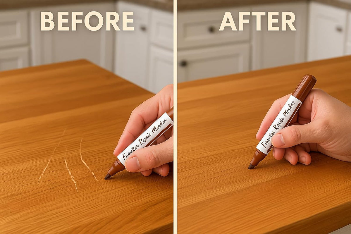 Wood Scratch Repair Kit Markers - 13 Piece Set – Furniture Touch Up Markers and Wax Sticks with Sharpener – for Wood Floor, Table, Cabinet, and Furniture Repair – 6 Colors