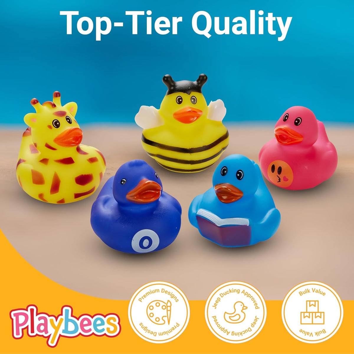 Rubber Duck Toy Duckies for Kids - 50 Pack - Sensory Play, Stress Relief, Stocking Stuffers, Bath Birthday Gifts Baby Showers Classroom Incentives, Summer Beach and Pool Activity - Style 2