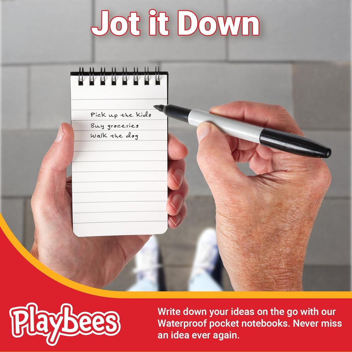 Playbees 6 Pack & Color Waterproof Notebook 3 x 5 top-Spiral Pocket Notepad All Weather Pocket Notebook 100 Lined Pages for Outdoor Office/Police/Contractor back for school supplies for kids & adults