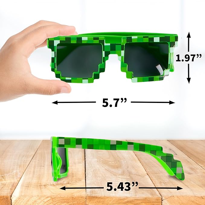 Playbees Colorful Pixel Sunglasses 12 Pack Pixelated Eyewear Anime Meme Thug Life Deal with it Retro Novelty Gamer Pixel Mosaic Sunglasses Unisex Sunglass Toy - Bachelor Party, Goody Fillers