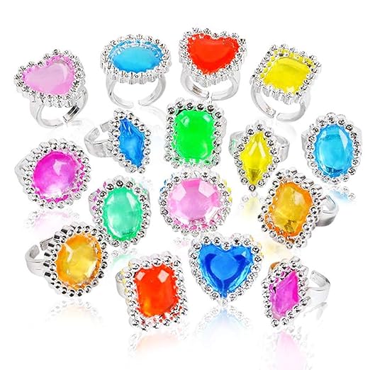 Powerful Plastic Jewel Ring - 144 Pieces Plastic Gem Ring for Kids - Assorted Toy s, Princess Party Favors, Birthday Loot Bags and Pinata Filler