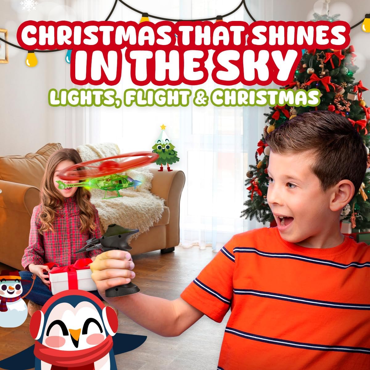 Playbees Light Up Ripcord Helicopters, 4 Pack – Fun Flying Toys for Kids with Flashing LED Lights, Perfect for Indoor and Outdoor Play, Great Gift Idea for Boys and Girls!