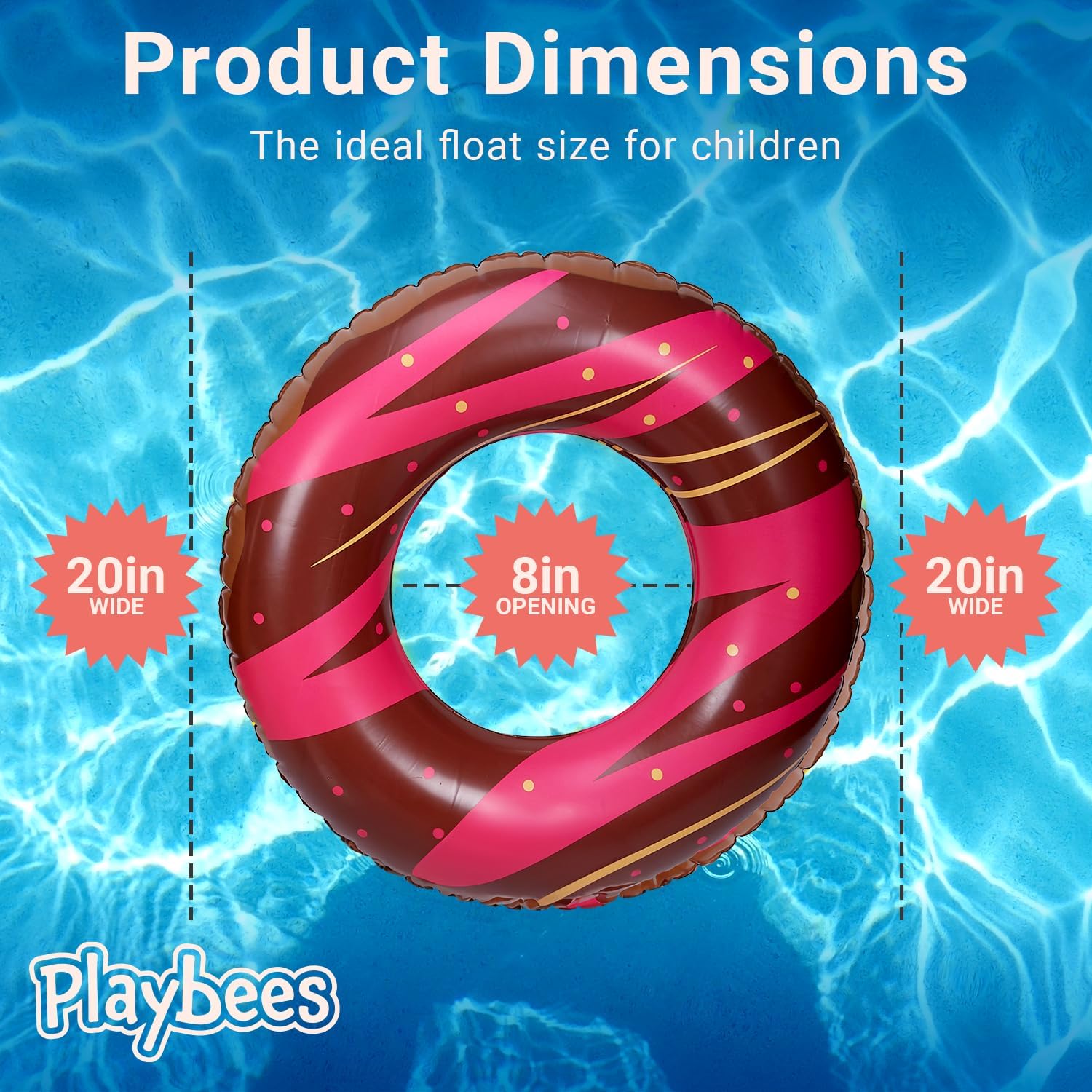Chocolate Donut Pool Floats - 4 Pack - 20 Inch - Inflatable Floaties for Kids - Fun Summer Water Toy for Pool Parties and Decorations
