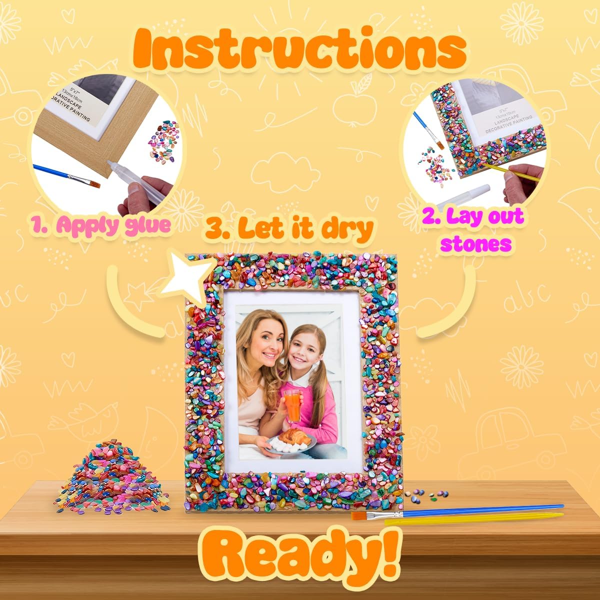 Playbees Kids Picture Frame Mosaic Craft Kit – 2 Pack DIY Arts & Crafts Frame Kit for Kids, Great Birthday Gift for Girls Ages 3-12, Fun Holiday or Christmas Gift Activity