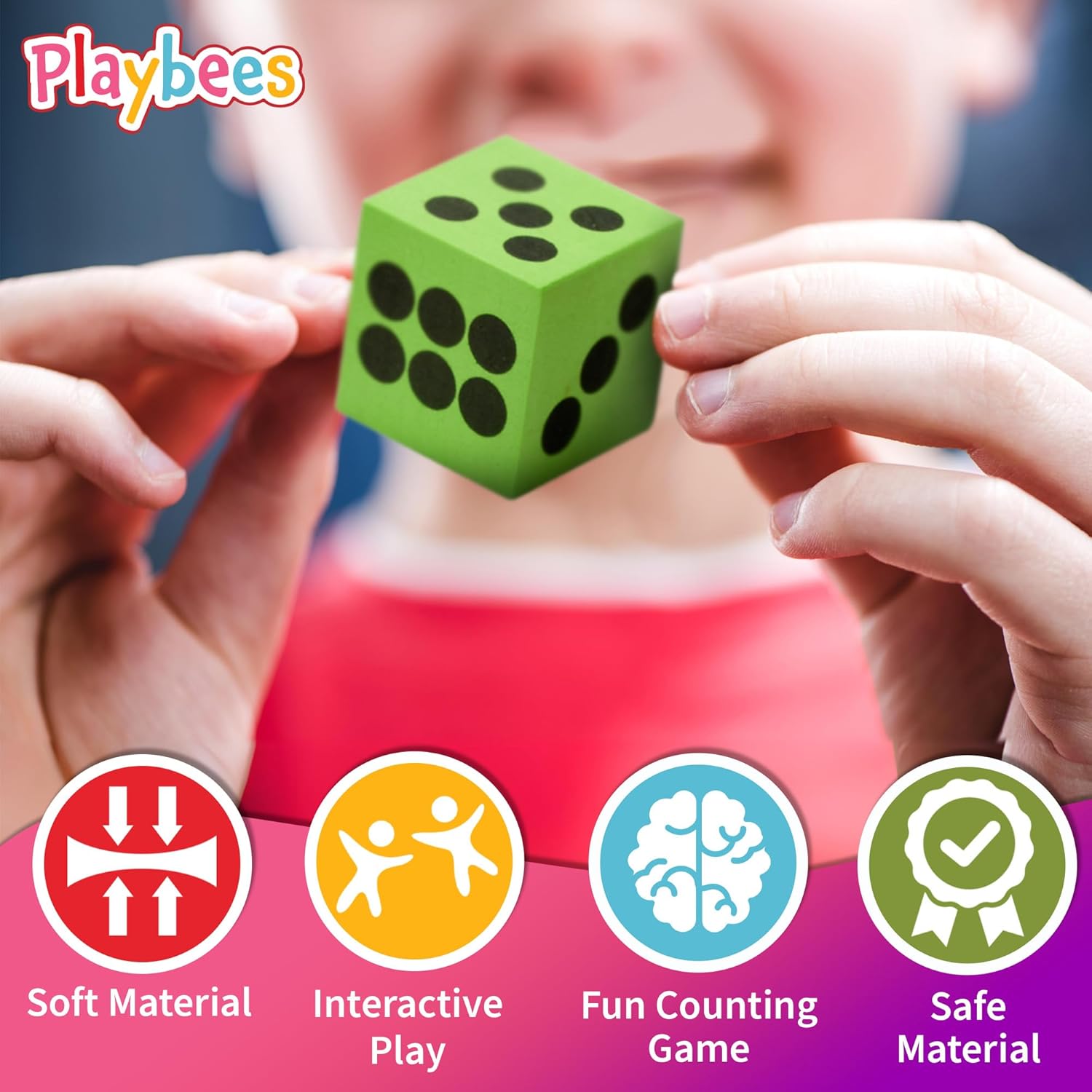 Neon Big Foam Dice Set - 24-Pack, Jumbo, and Colorful Dice for Kids - Ideal for Boosting Math Skills, Great Gifts, and Party Fun