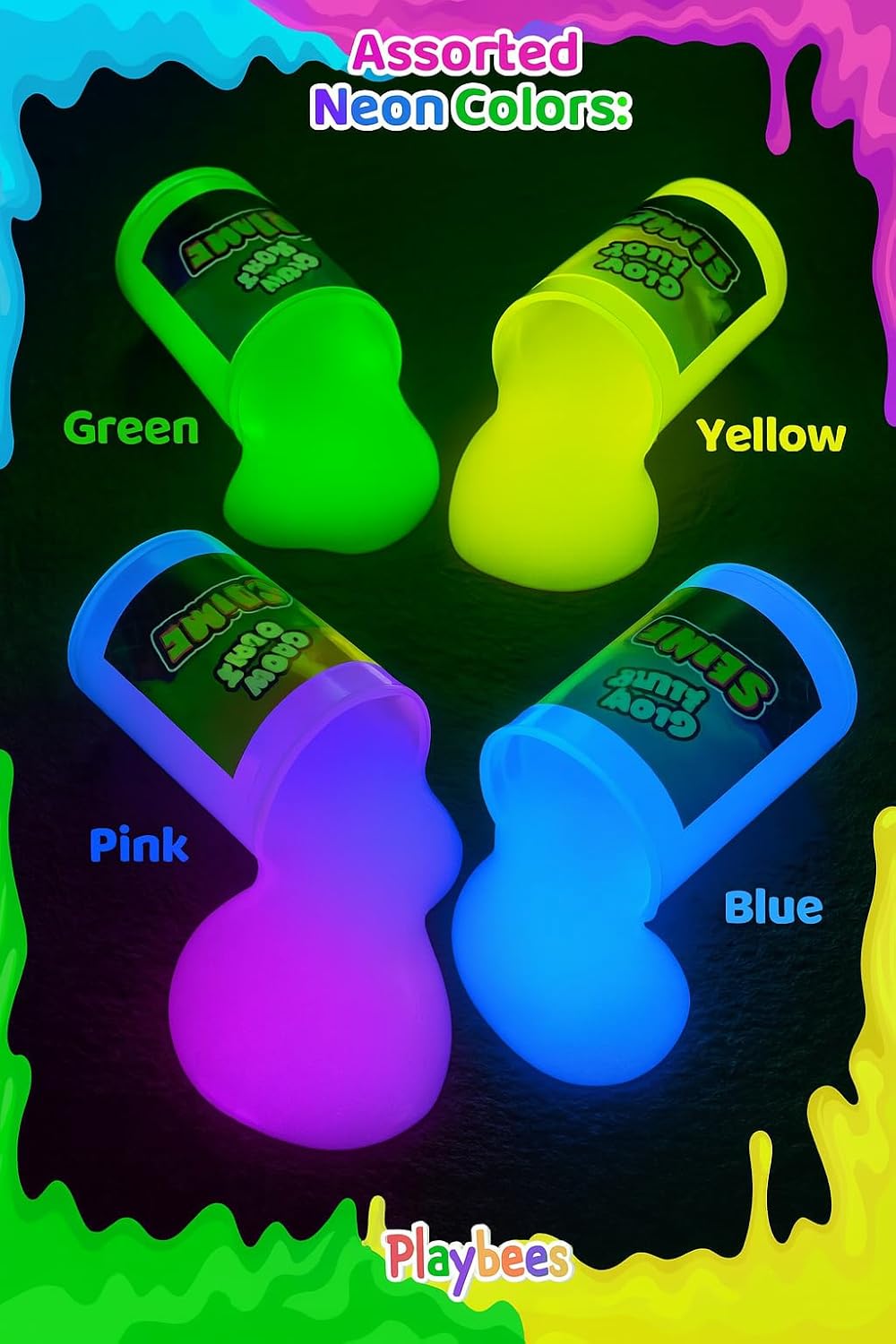 Playbees Glow in The Dark Slime – 12 Pack Neon Party Favors for Kids, Sensory Toy for Boys & Girls Ages 5+, Non-Toxic, Stretchy, Gooey Fun – Birthday, Halloween, Classroom & Treat Bags Visit the Play (Copy)