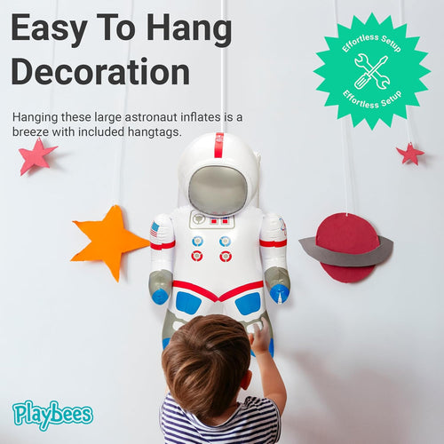 24 Inch Inflatable Astronaut Toy – Set of 2 Space Themed Party Decorations, Outer Space Birthday Supplies, Astronaut Pool Float, Galaxy Party Favor for Kids, Astronaut Decor and Photo Prop