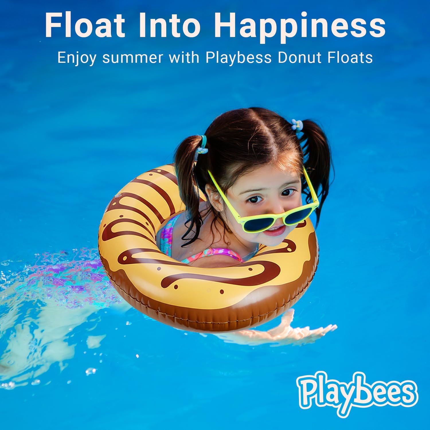Chocolate Donut Pool Floats - 4 Pack - 20 Inch - Inflatable Floaties for Kids - Fun Summer Water Toy for Pool Parties and Decorations