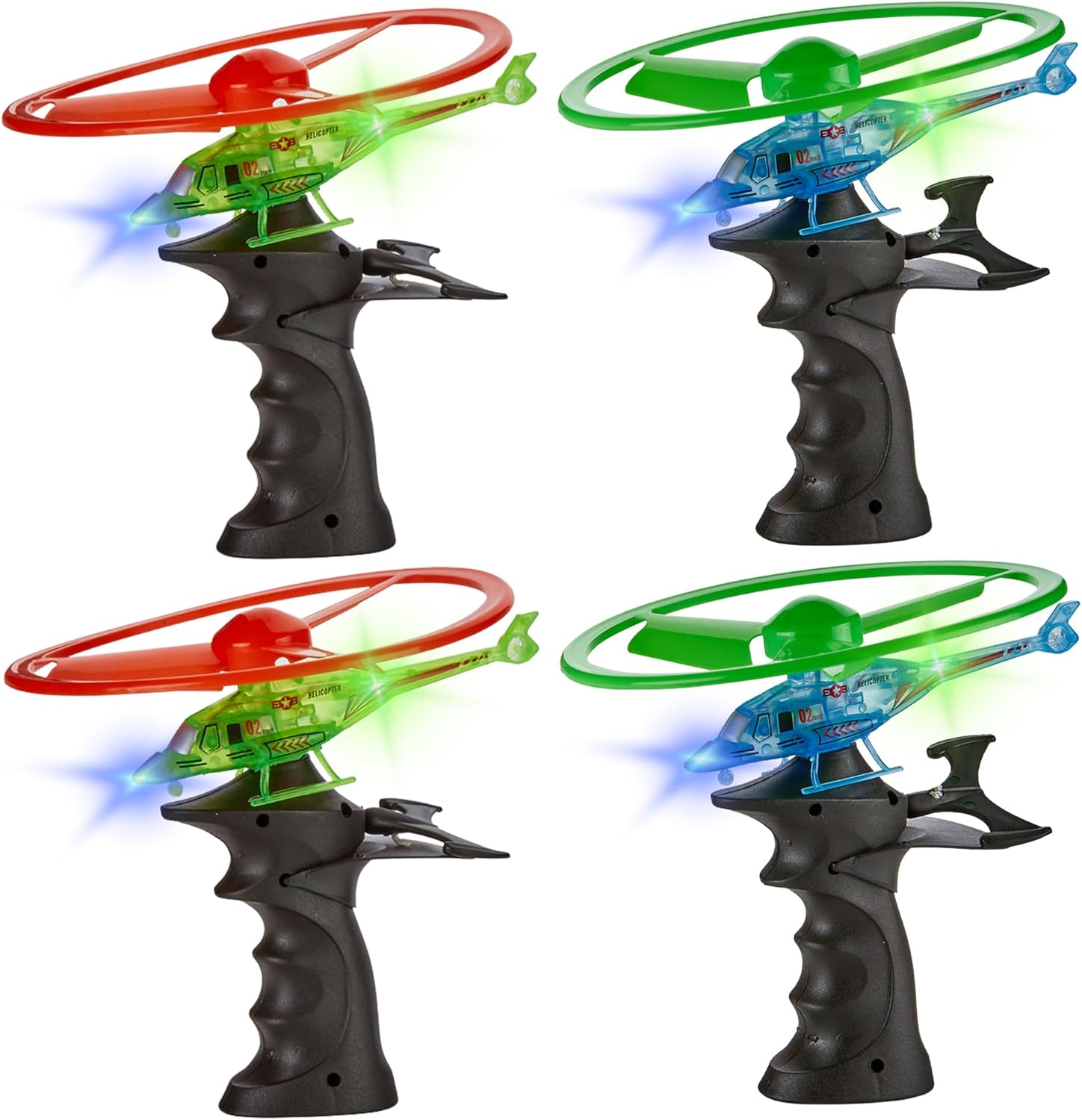 Playbees Light Up Ripcord Helicopters, 4 Pack – Fun Flying Toys for Kids with Flashing LED Lights, Perfect for Indoor and Outdoor Play, Great Gift Idea for Boys and Girls!