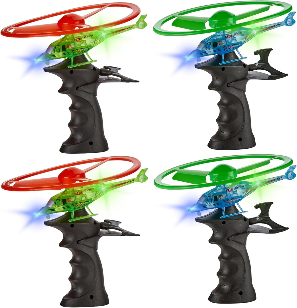 Playbees Light Up Ripcord Helicopters, 4 Pack – Fun Flying Toys for Kids with Flashing LED Lights, Perfect for Indoor and Outdoor Play, Great Gift Idea for Boys and Girls!