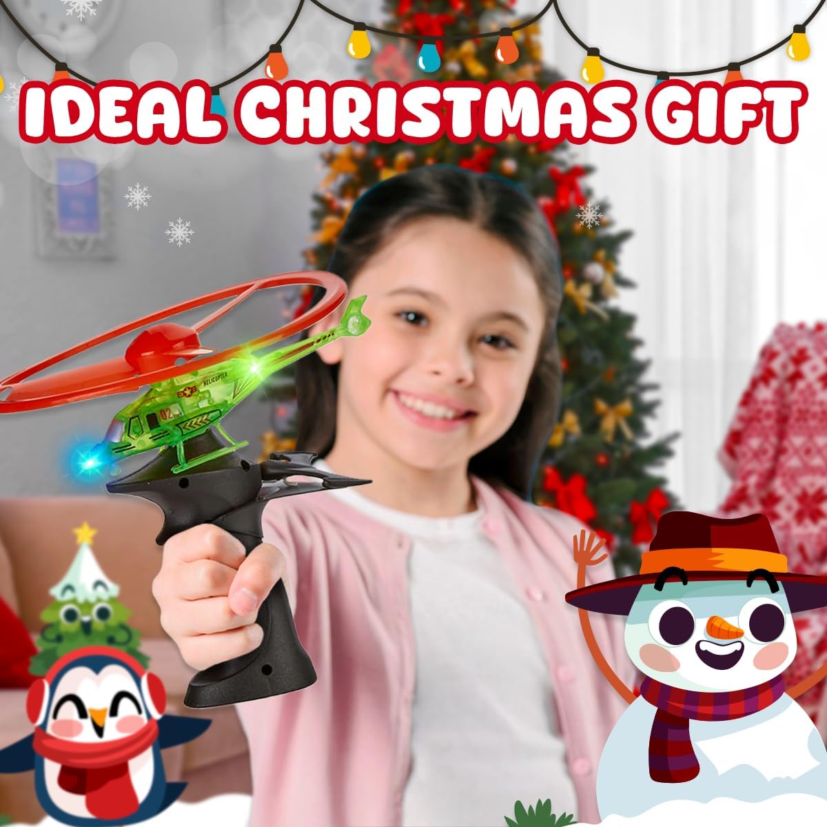 Playbees Light Up Ripcord Helicopters, 4 Pack – Fun Flying Toys for Kids with Flashing LED Lights, Perfect for Indoor and Outdoor Play, Great Gift Idea for Boys and Girls!