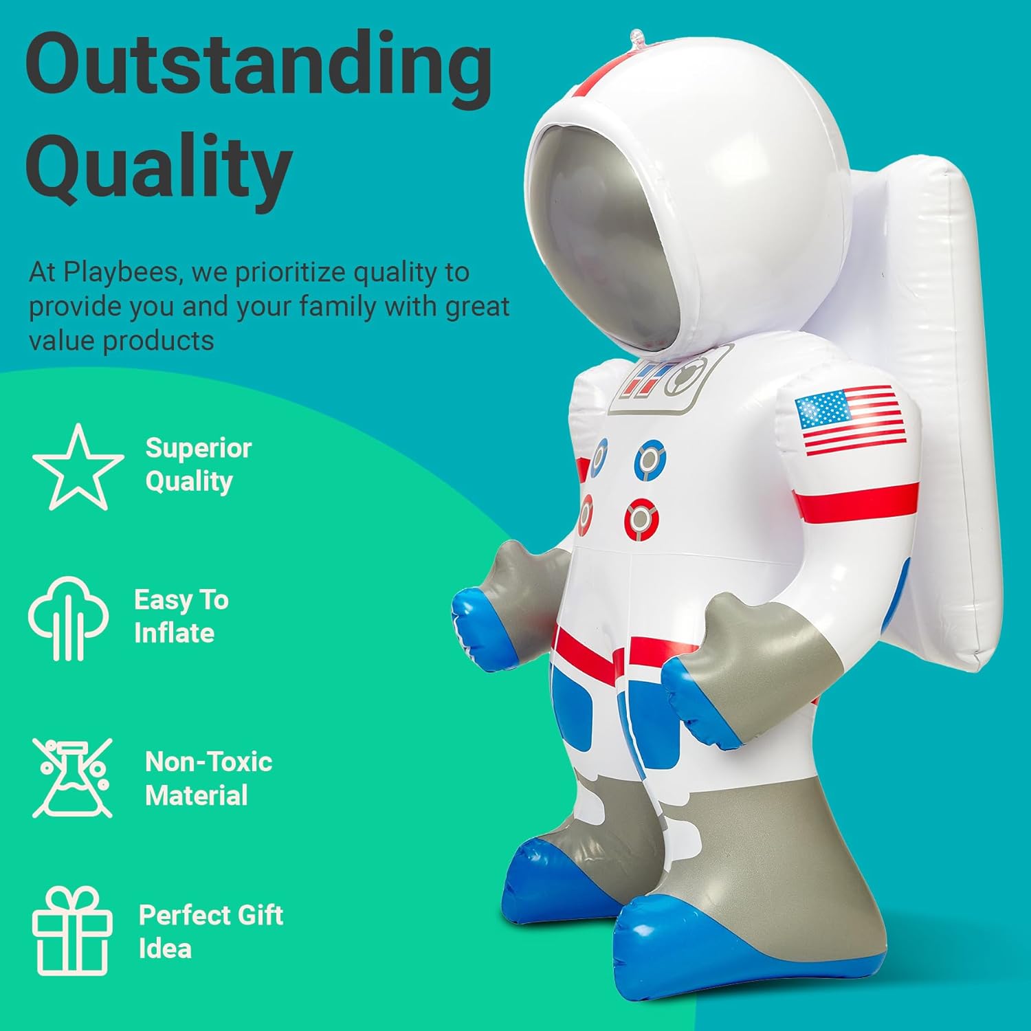 24 Inch Inflatable Astronaut Toy – Set of 2 Space Themed Party Decorations, Outer Space Birthday Supplies, Astronaut Pool Float, Galaxy Party Favor for Kids, Astronaut Decor and Photo Prop