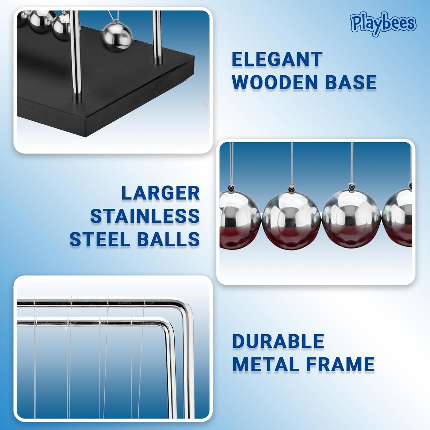 7 Beads Newton’s Cradle Balance Balls Desk Toy – Black Wooden Base Office Decoration, Fun Science Physics Toy for Home, Bedroom, or Living Room, Great Gift for Christmas