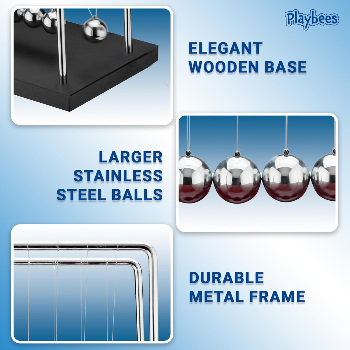 7 Beads Newton’s Cradle Balance Balls Desk Toy – Black Wooden Base Office Decoration, Fun Science Physics Toy for Home, Bedroom, or Living Room, Great Gift for Christmas