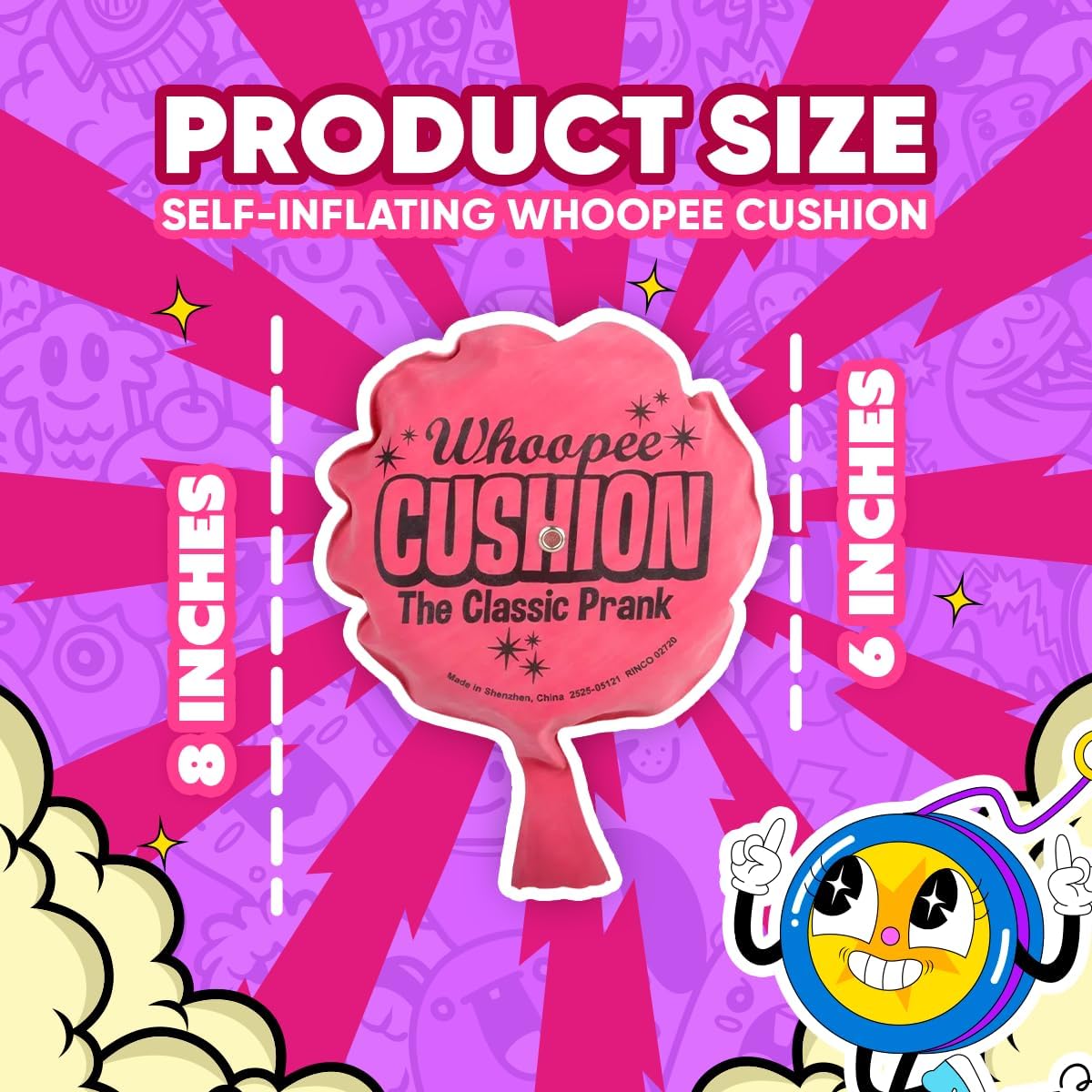 Playbees Self Inflating Whoopie Cushion 2 Pack – 6 Inch Classic Prank Toys for Kids and Adults – Funny Gag Gifts and Party Favors – Reusable Whoopee Cushion Makes Realistic Sounds