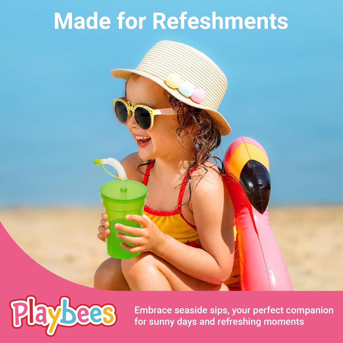 Playbees 12 Pack Neon Sipper Cups - 12 Oz. - Colorful, Spill-Proof Cups with Lids and Straws - Ideal for School Events, Themed Parties, and Birthday Celebrations - Party Supplies