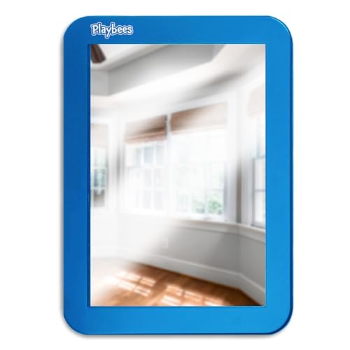 Magnetic Locker Mirror - 5" x 7" Blue -  Ideal for School Locker, Refrigerator, and Home Use