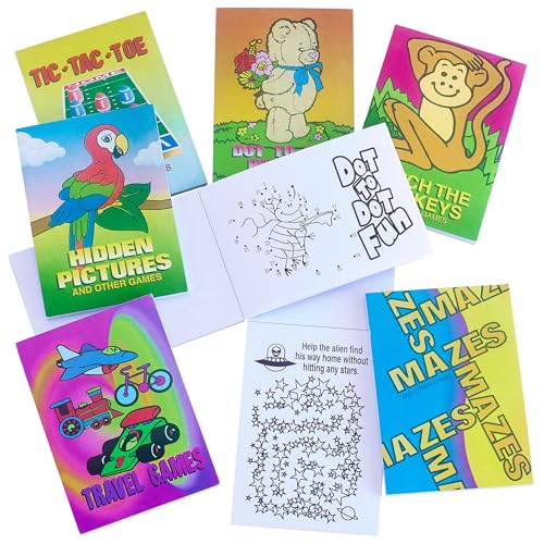 Mini Game Books for Kids - 24 Pack - Assorted Educational Brain Games Booklets - Perfect for On-The-Go Fun