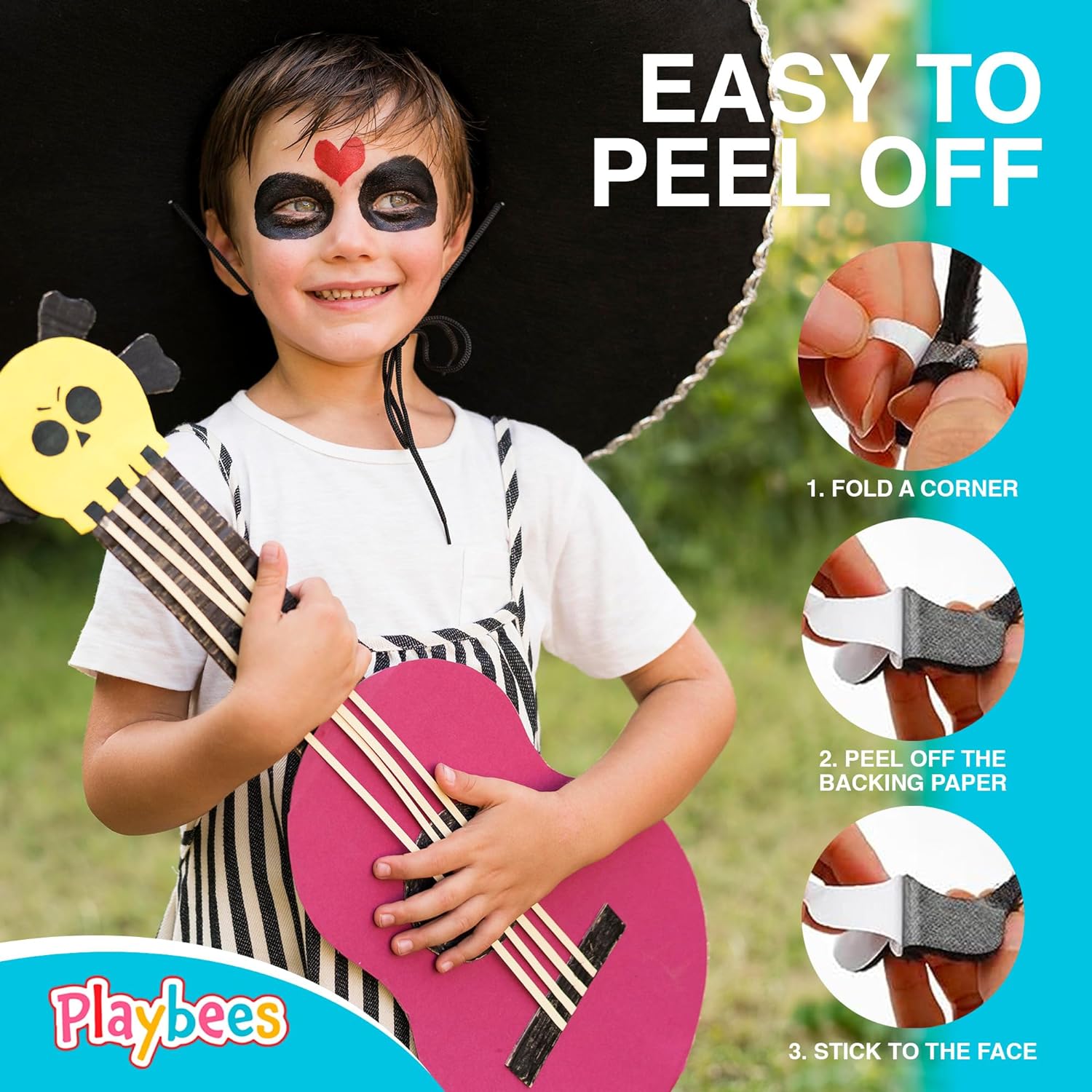 Fake Mustaches Adhesive - Set of 12 - Mustache Costume - Kids Mustache Stick On